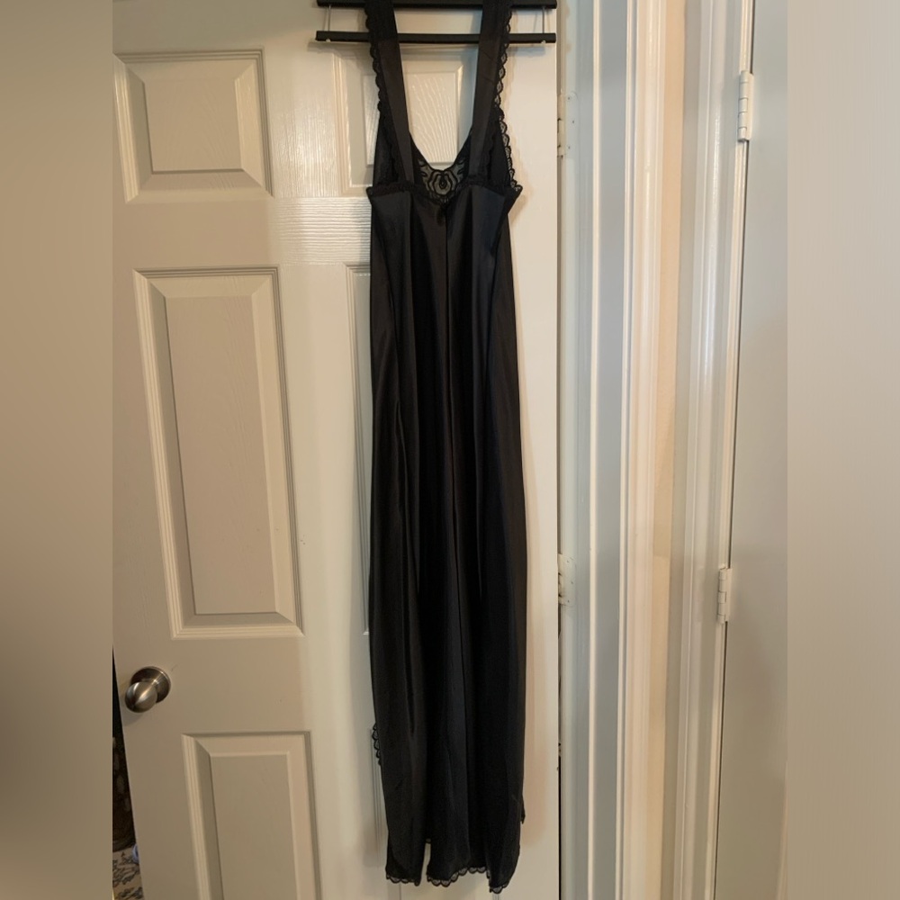Black satin lingerie gown - small